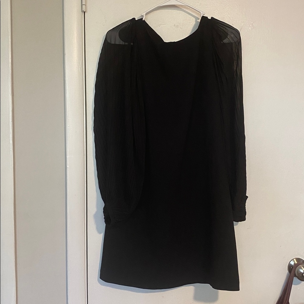 White House Black Market Bouffant Pleated Chiffon Sleeve Boat Neck Dress Size 4